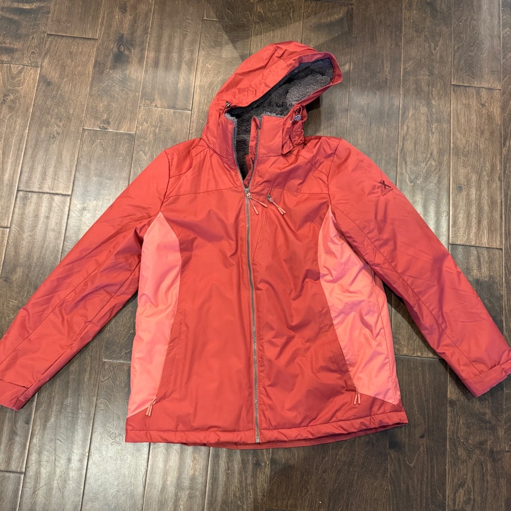 ZeroXposur Red-Pink Colorblock‎ Insulated Winter Jacket Hooded Fleece Lined